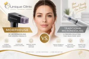 Split comparison of Morpheus8 RF microneedling device and traditional microneedling device